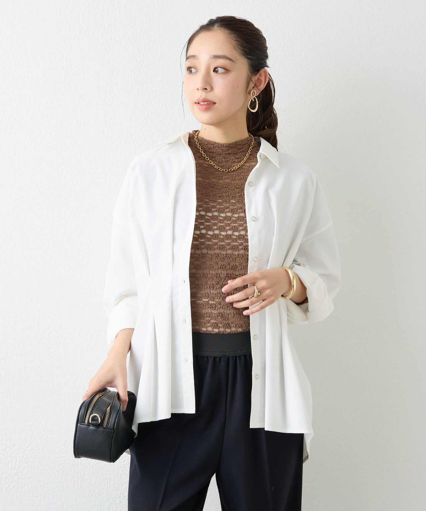 大人可愛◎彈力蕾絲高領套頭衫