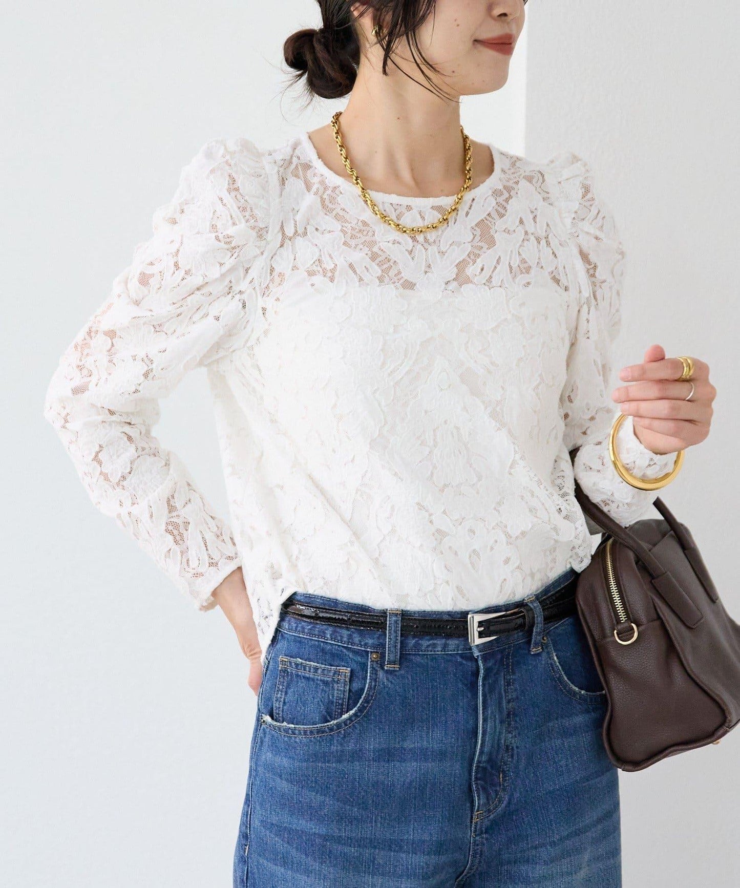 【à Nice (ア ・ニース)】工藝蕾絲襯衫