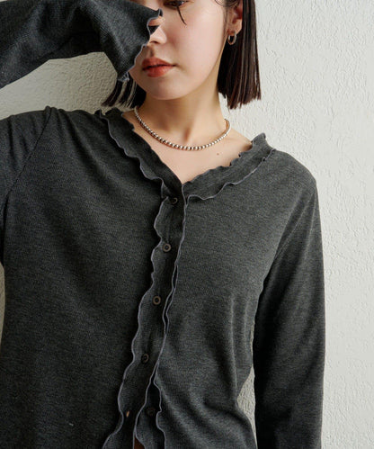 荷葉邊羅紋開衫