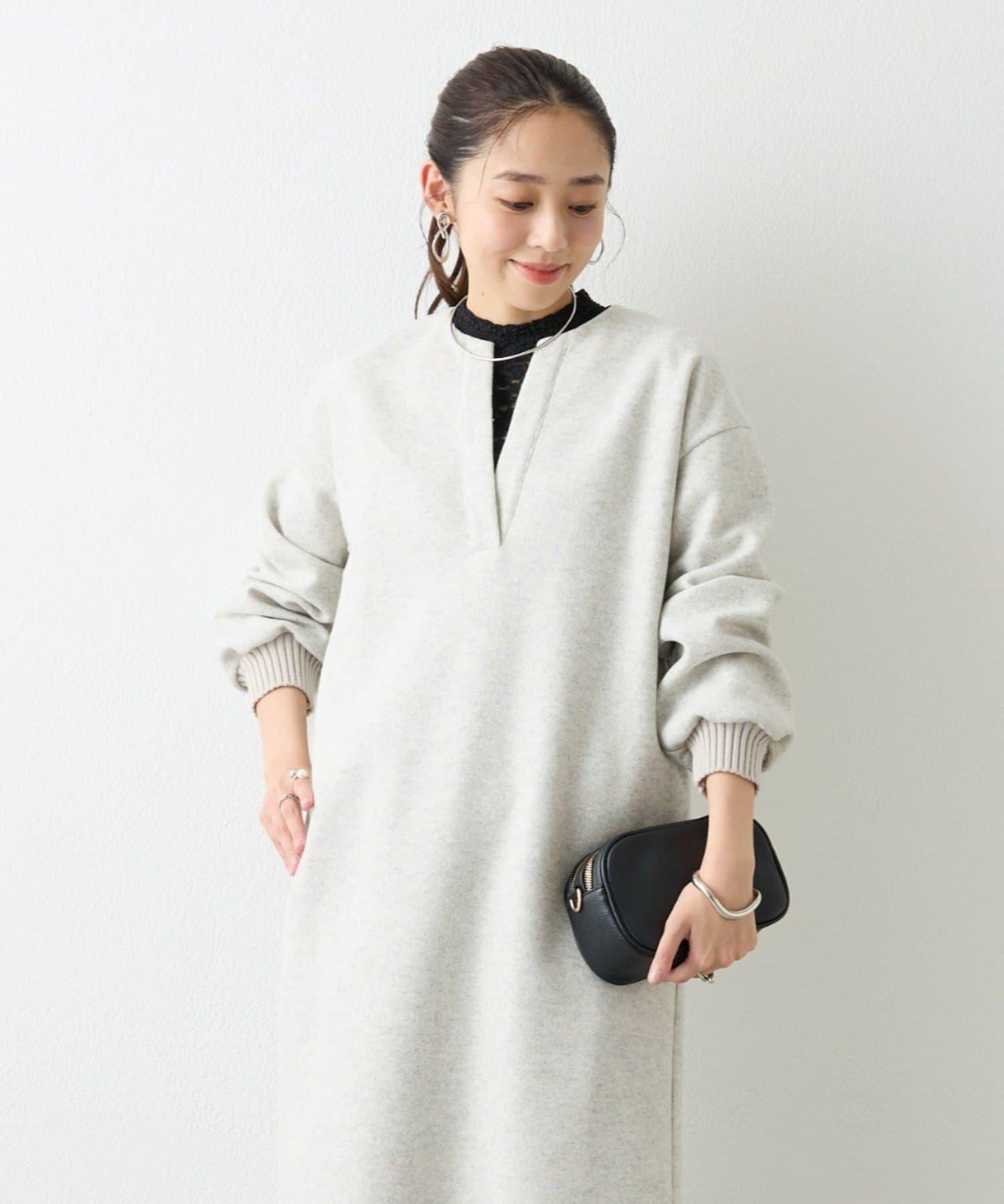 大人可愛◎彈力蕾絲高領套頭衫