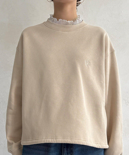 透視層疊刺繡加絨上衣