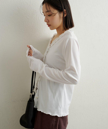 荷葉邊羅紋開衫