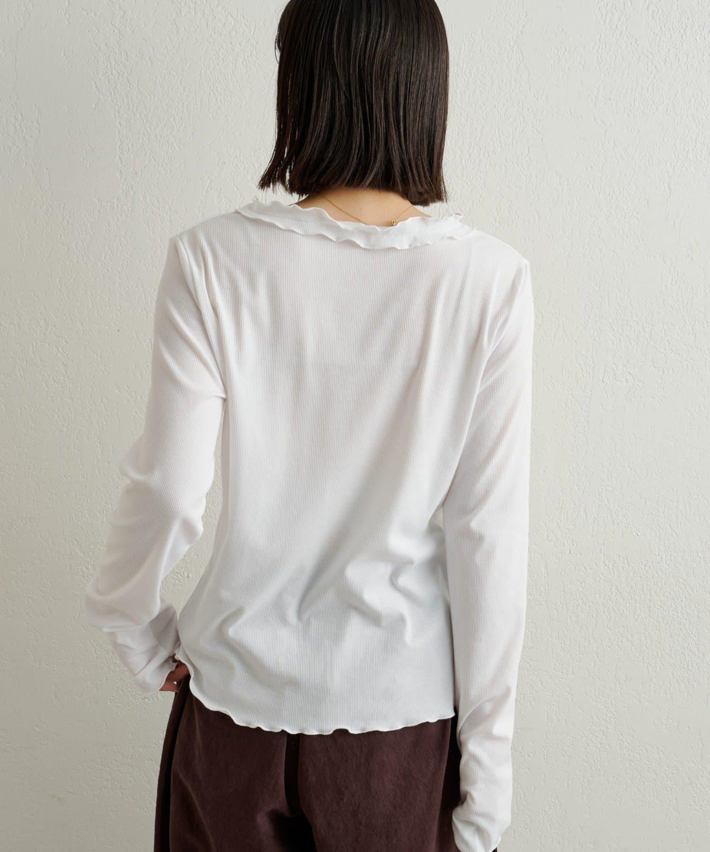 荷葉邊羅紋開衫