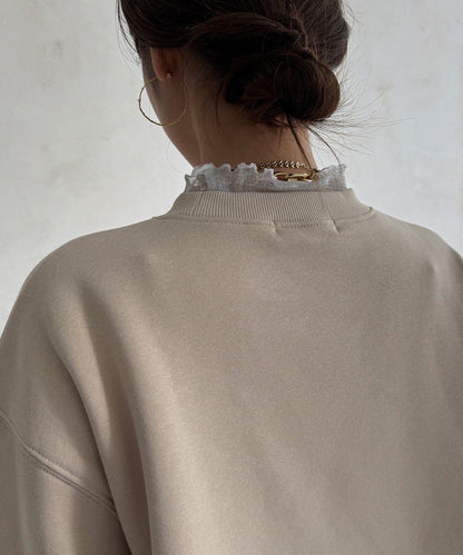 透視層疊刺繡加絨上衣