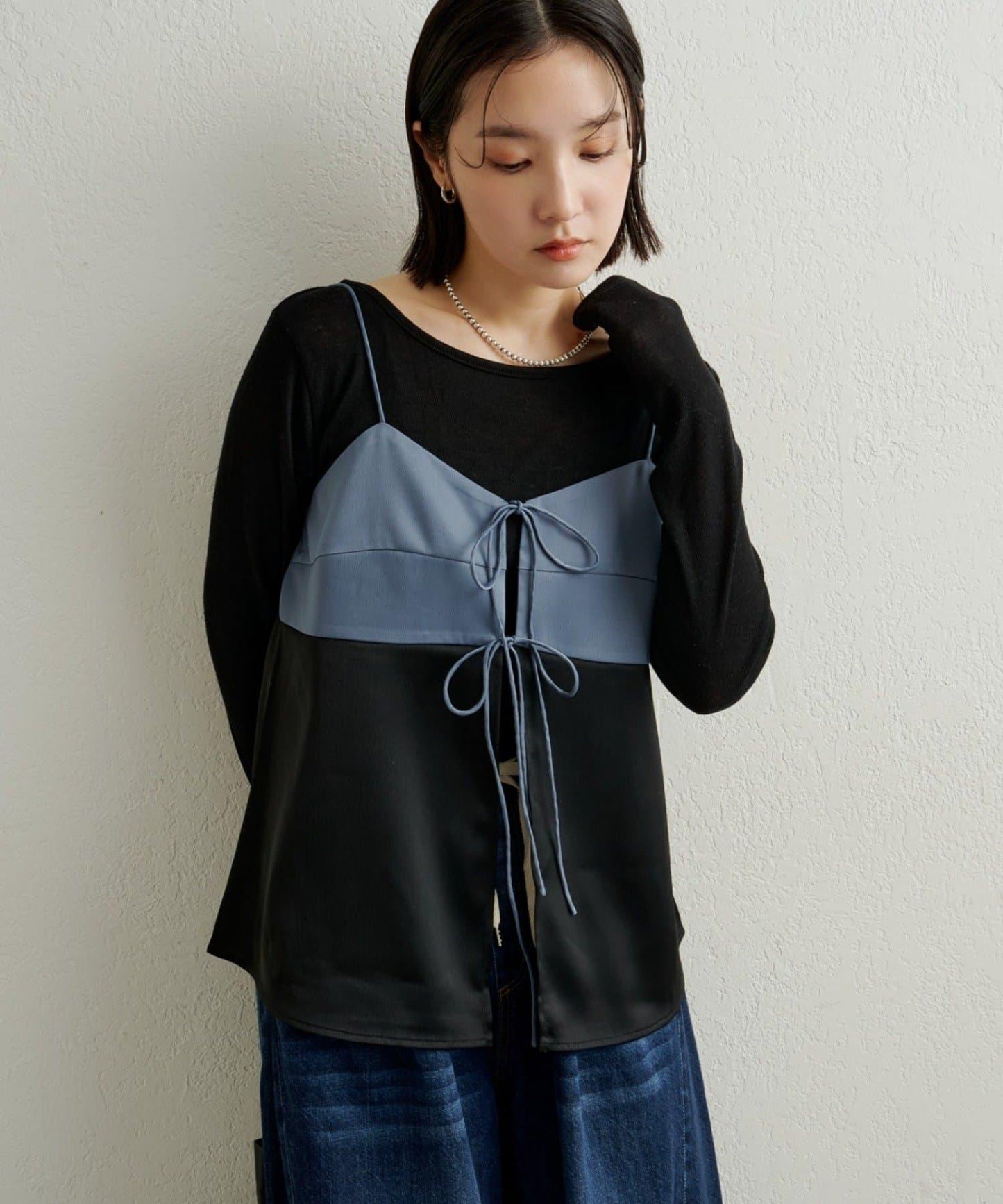 緞面蝴蝶結吊帶背心