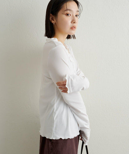 荷葉邊羅紋開衫