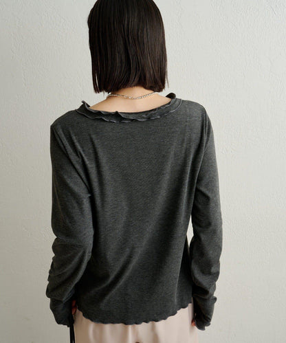 荷葉邊羅紋開衫