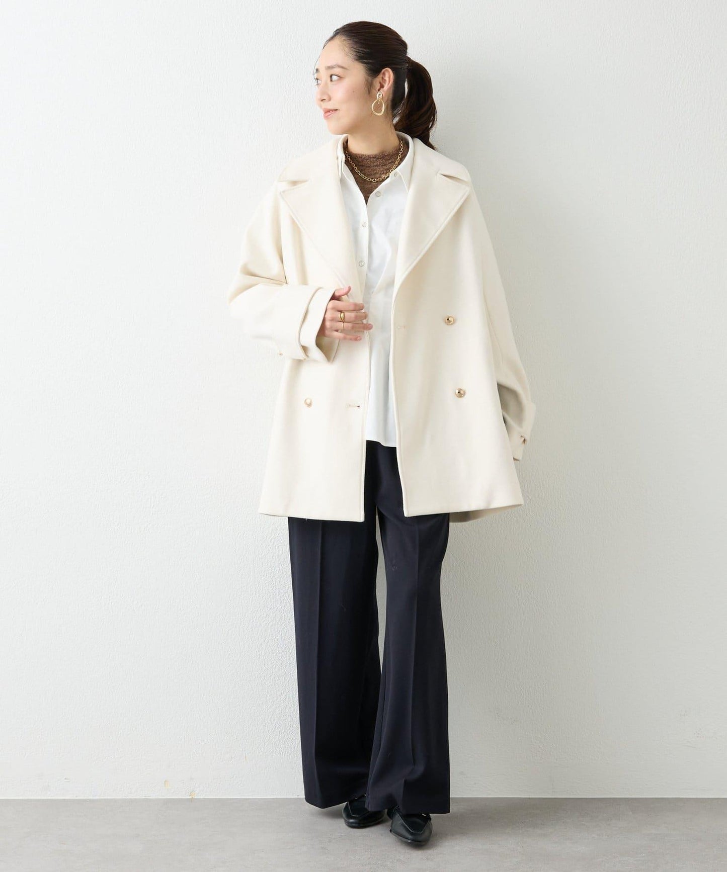 大人可愛◎彈力蕾絲高領套頭衫