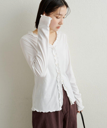 荷葉邊羅紋開衫