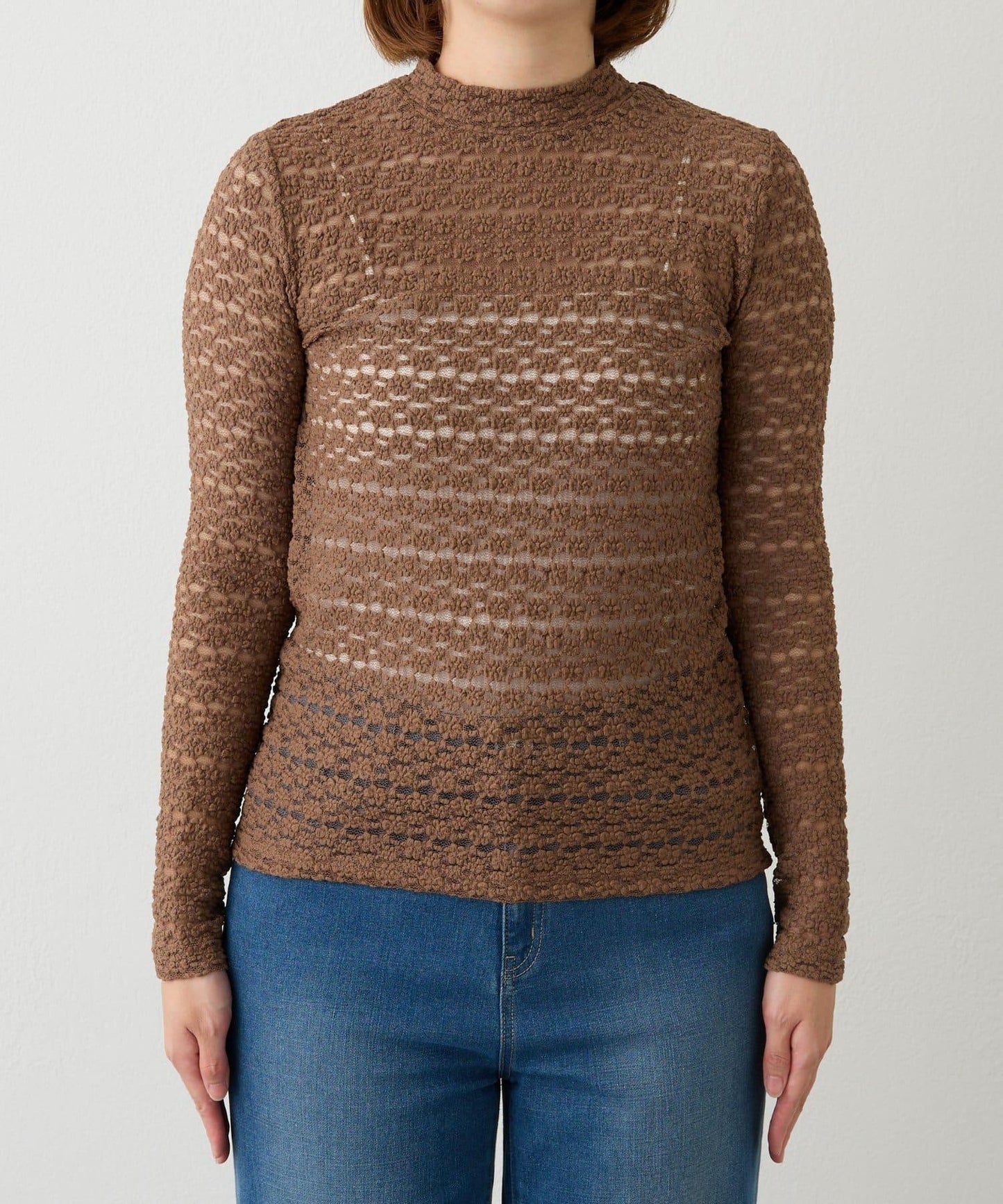 大人可愛◎彈力蕾絲高領套頭衫