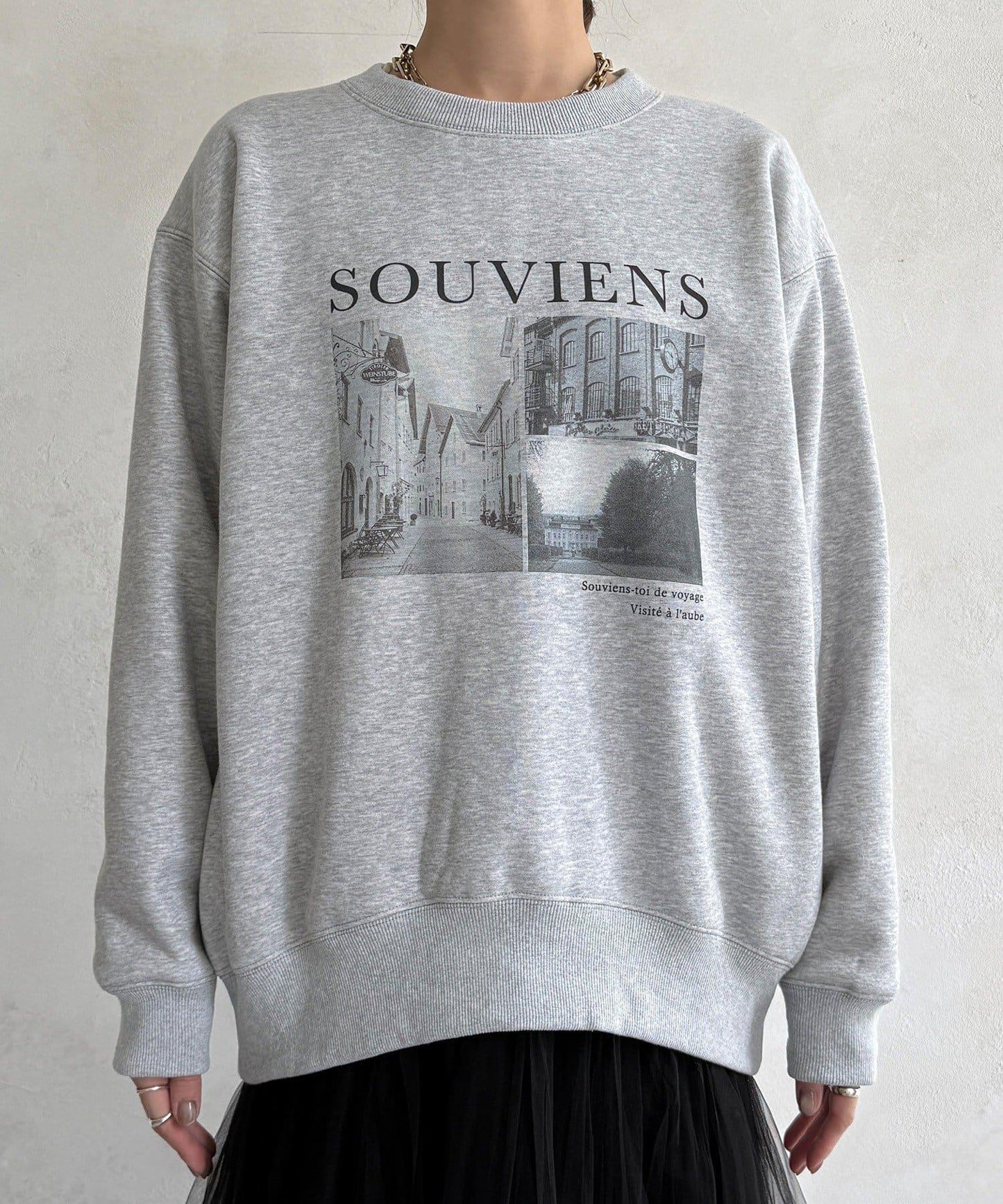 背部拉鍊照片印花加絨上衣