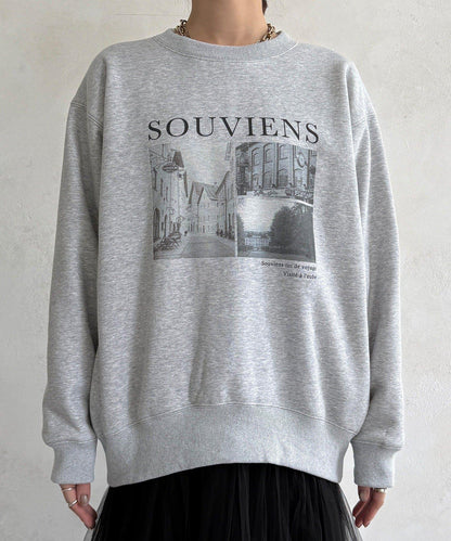 背部拉鍊照片印花加絨上衣