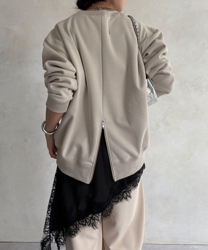 背部拉鍊照片印花加絨上衣