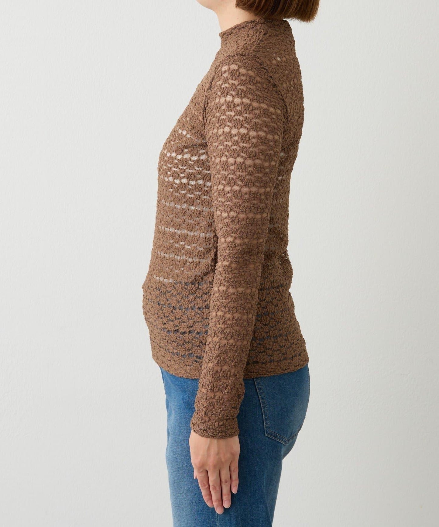 大人可愛◎彈力蕾絲高領套頭衫