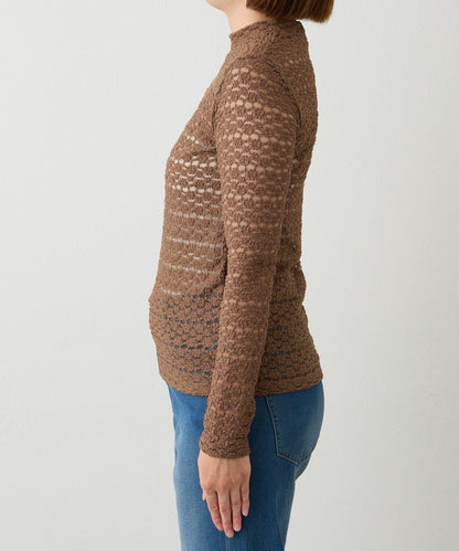 大人可愛◎彈力蕾絲高領套頭衫