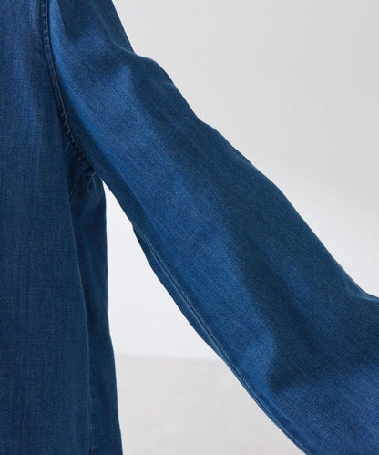 【可自由搭配】Q.anos 抽繩立領牛仔襯衫