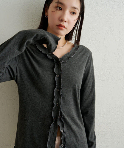 荷葉邊羅紋開衫