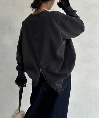 背部拉鍊照片印花加絨上衣