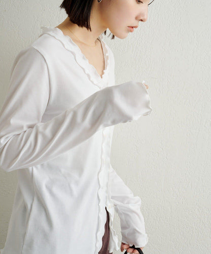 荷葉邊羅紋開衫