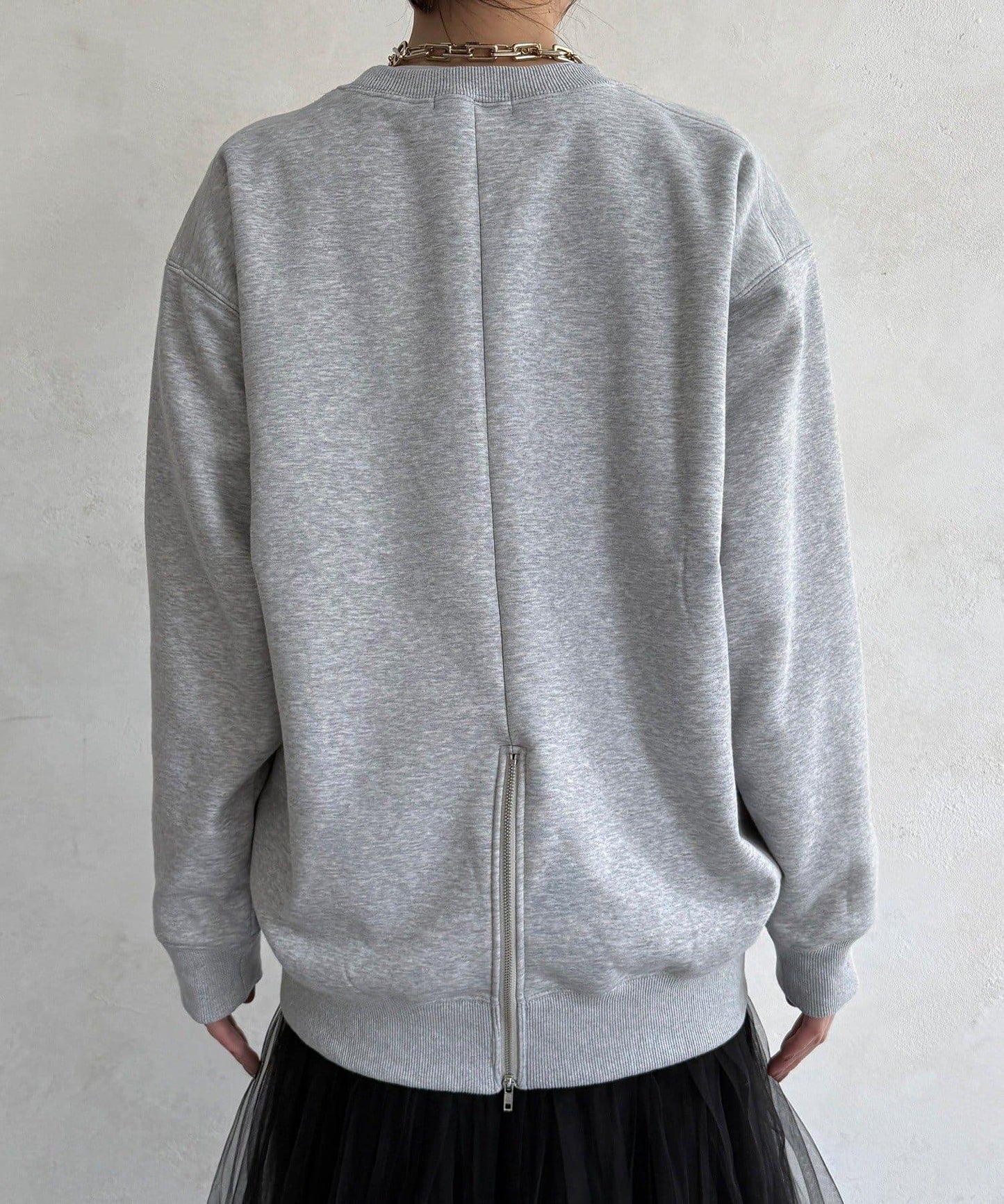 背部拉鍊照片印花加絨上衣