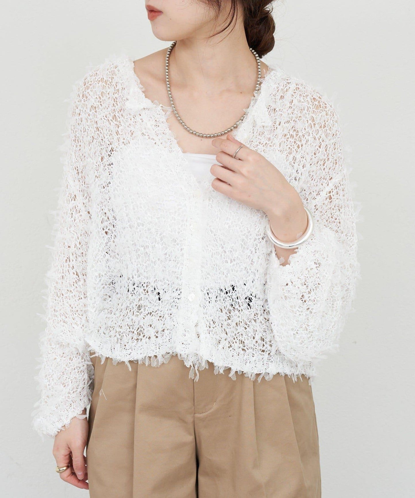 【26SS】網紗紗線點點開衫