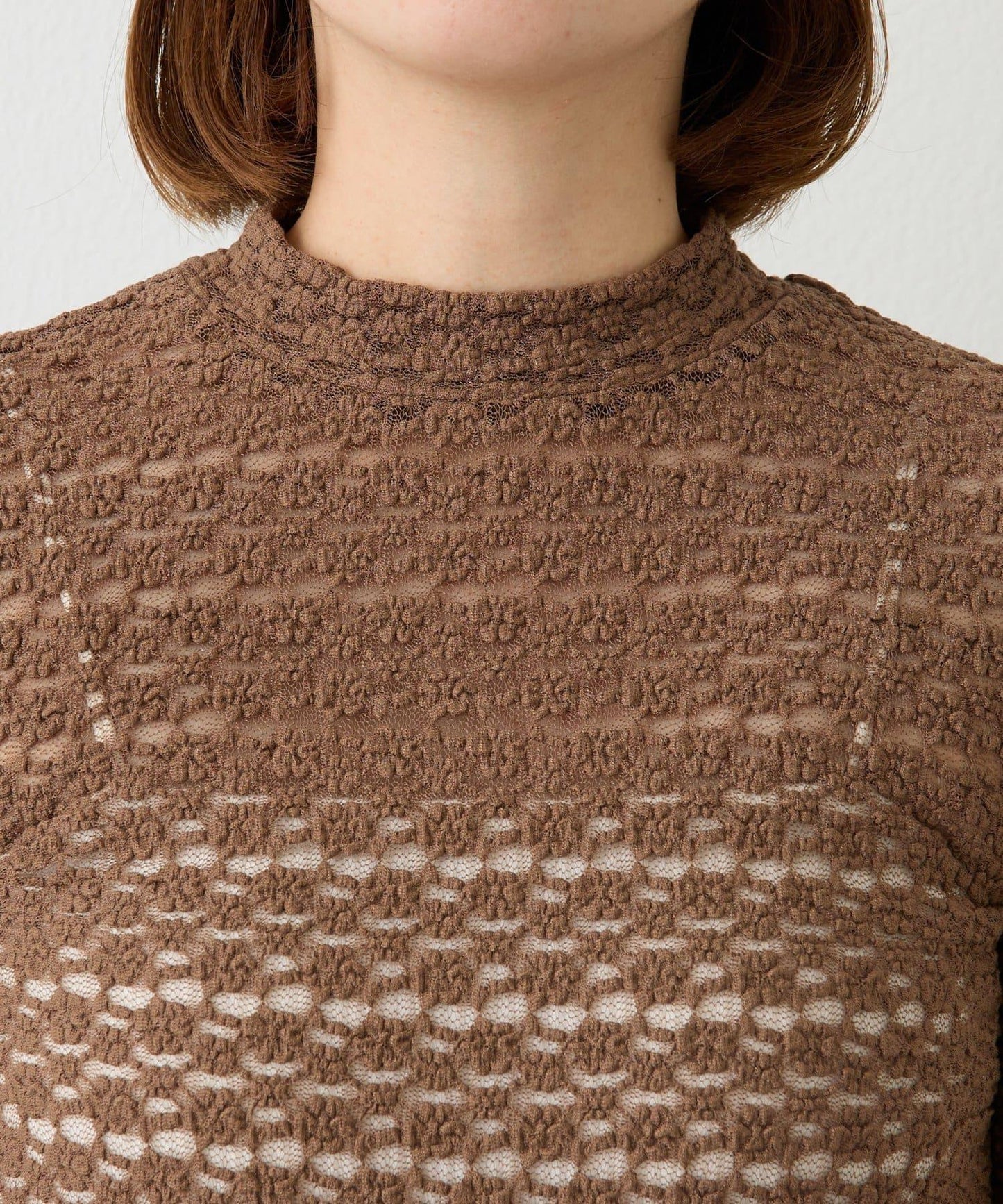 大人可愛◎彈力蕾絲高領套頭衫