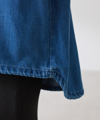 【可自由搭配】Q.anos 抽繩立領牛仔襯衫