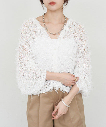 【26SS】網紗紗線點點開衫