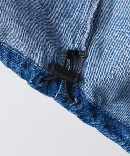 【可自由搭配】Q.anos 抽繩立領牛仔襯衫