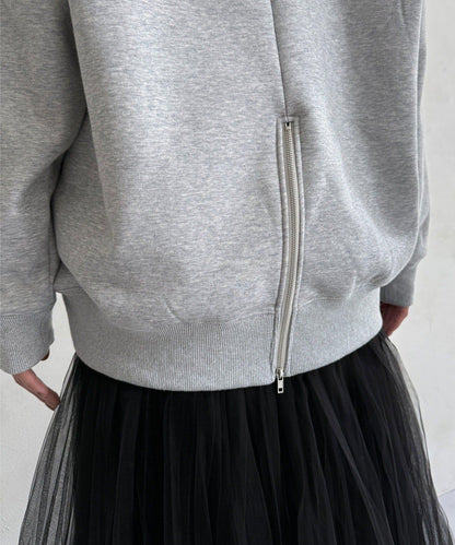 背部拉鍊照片印花加絨上衣