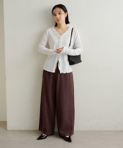 荷葉邊羅紋開衫