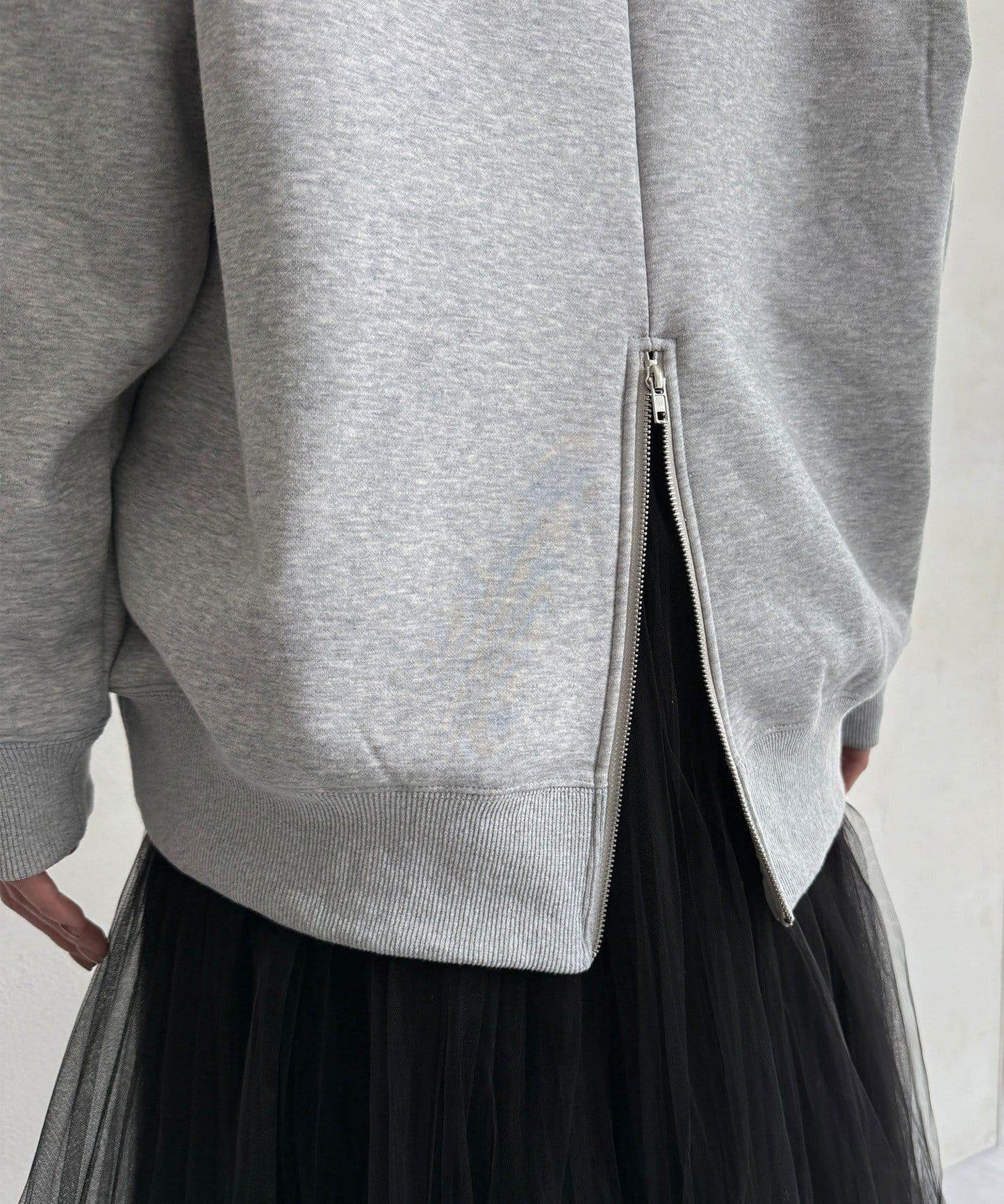 背部拉鍊照片印花加絨上衣