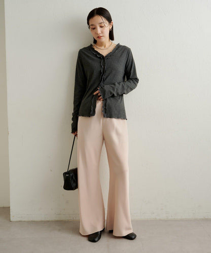 荷葉邊羅紋開衫