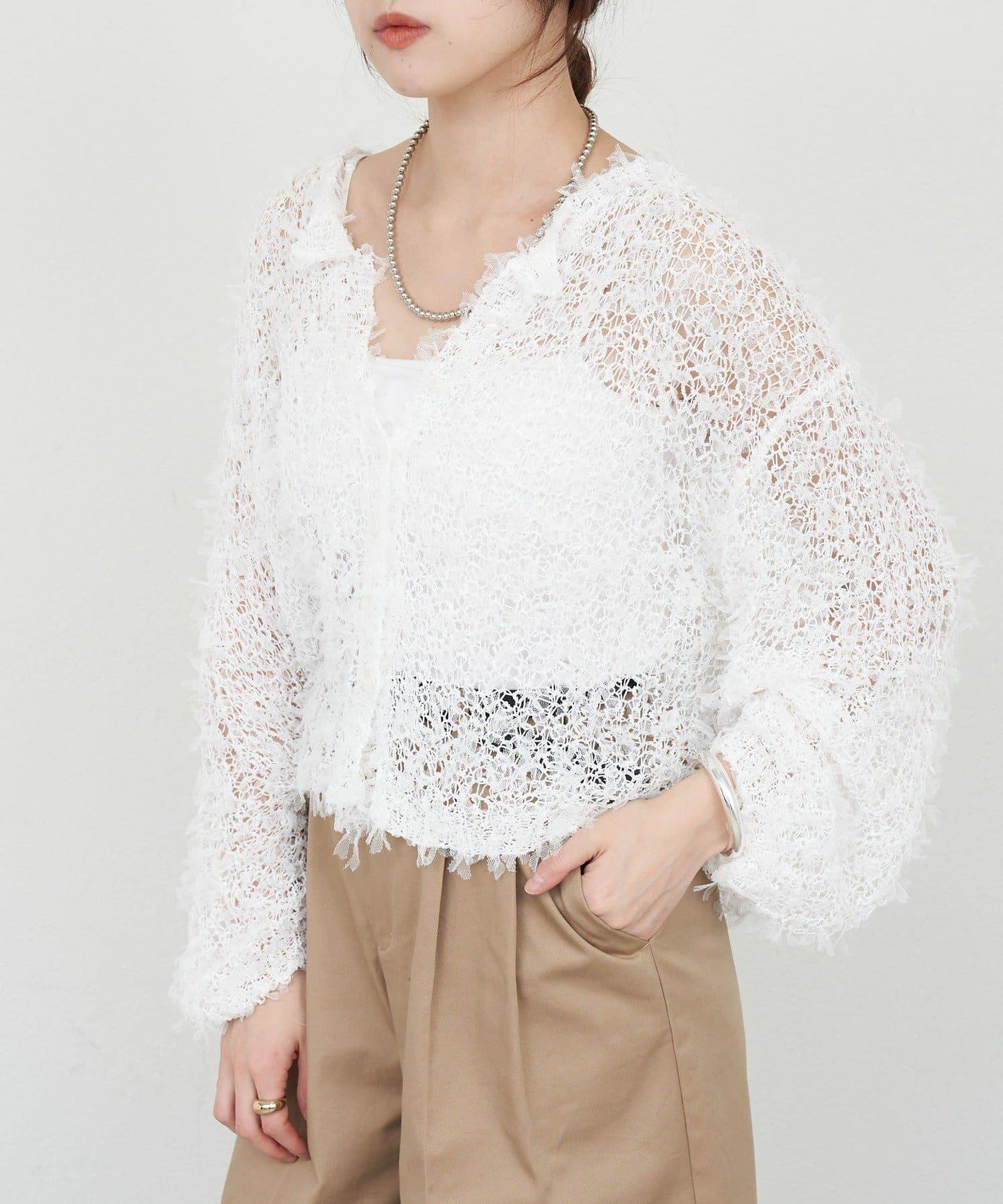 【26SS】網紗紗線點點開衫