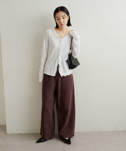 荷葉邊羅紋開衫