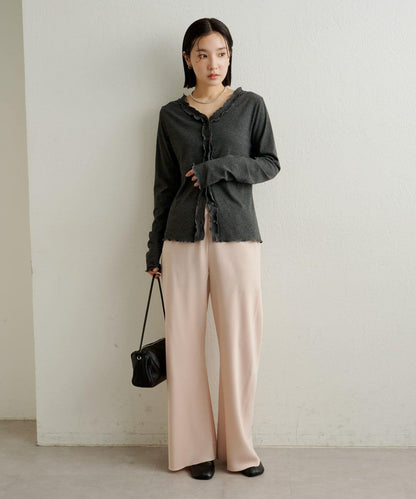 荷葉邊羅紋開衫