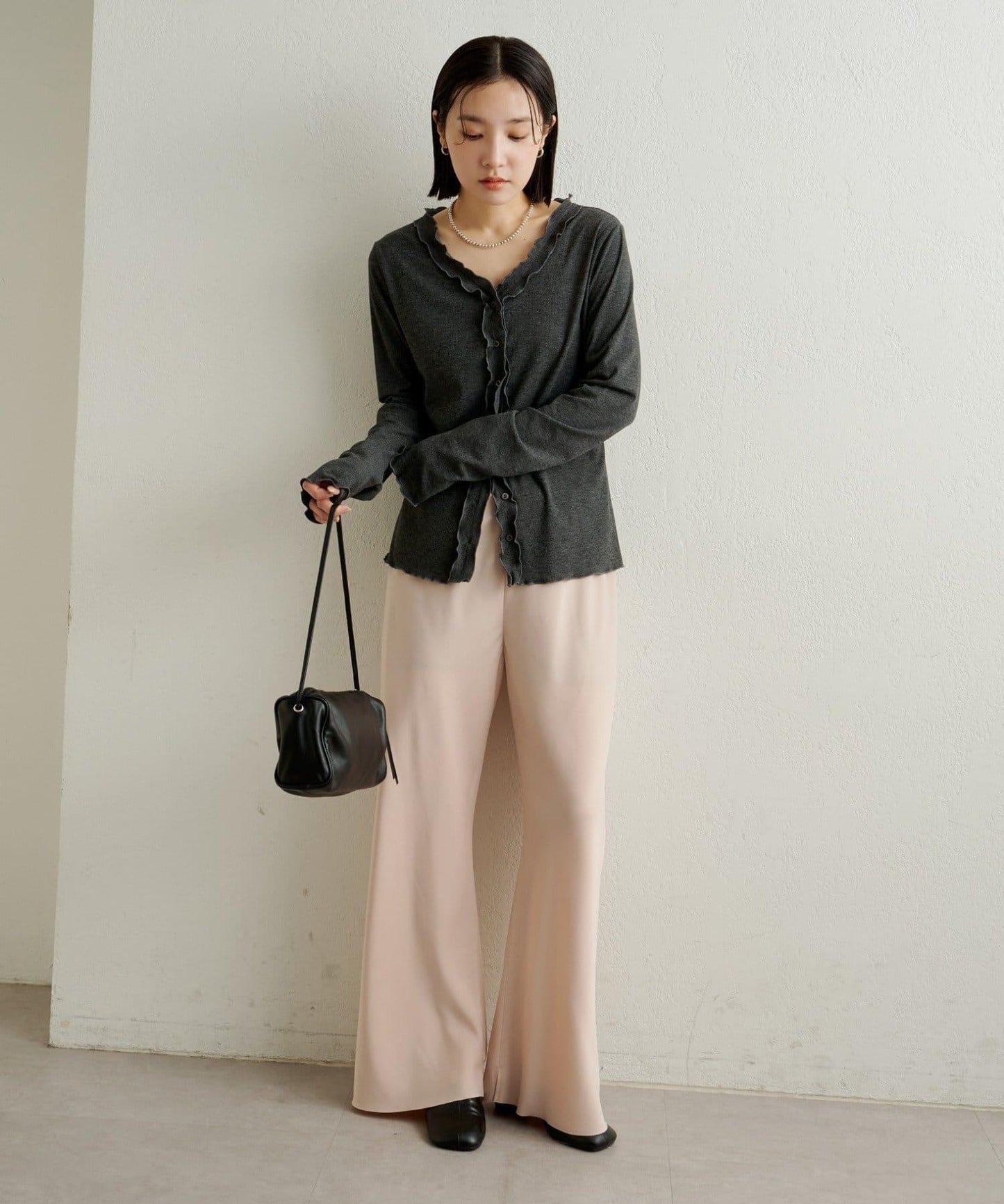 荷葉邊羅紋開衫