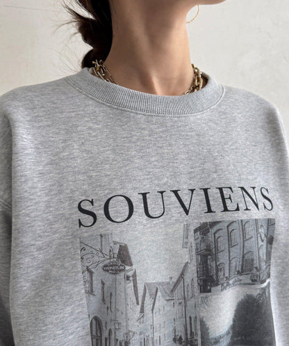 背部拉鍊照片印花加絨上衣