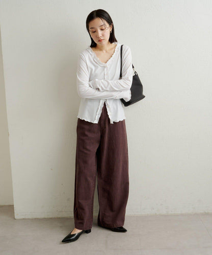 荷葉邊羅紋開衫