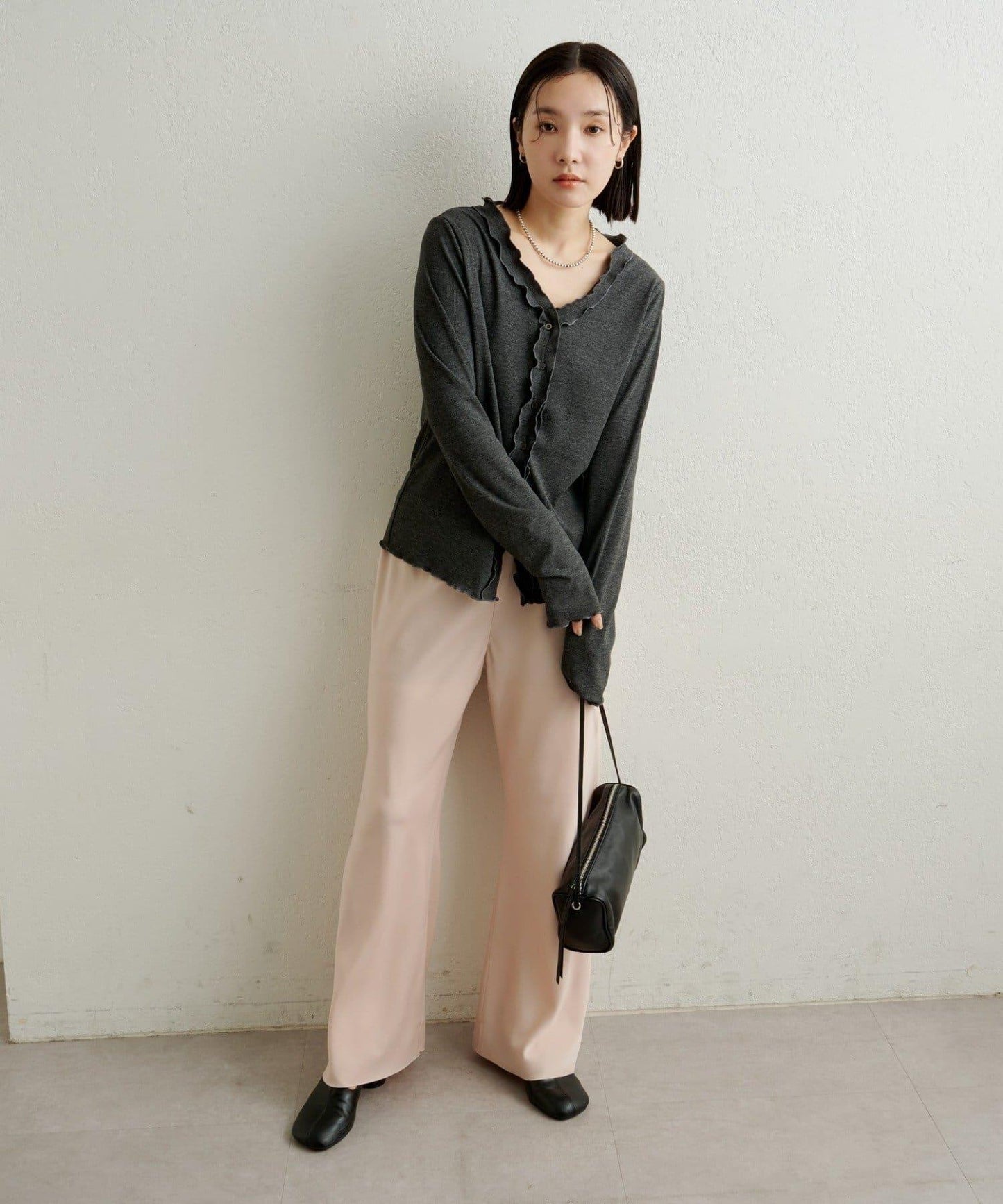 荷葉邊羅紋開衫