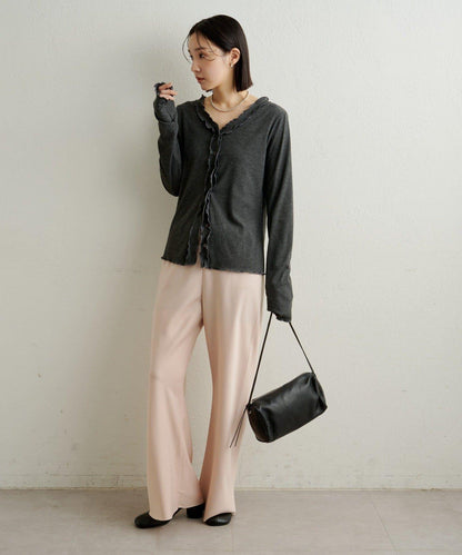 荷葉邊羅紋開衫