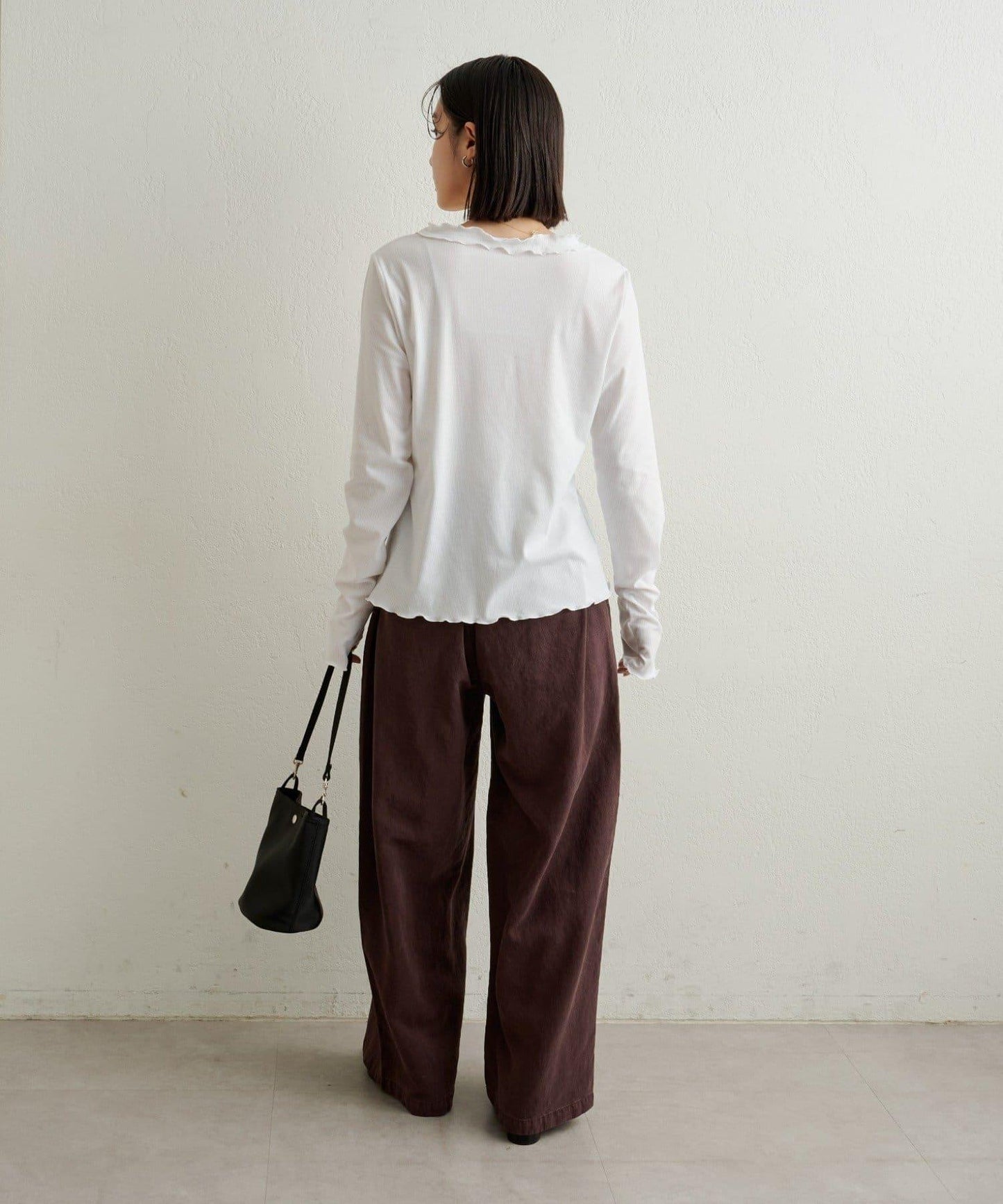 荷葉邊羅紋開衫