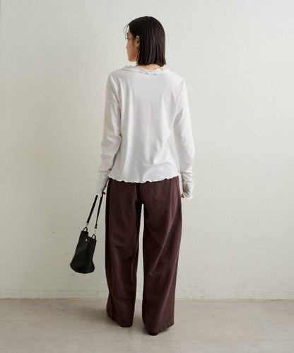 荷葉邊羅紋開衫