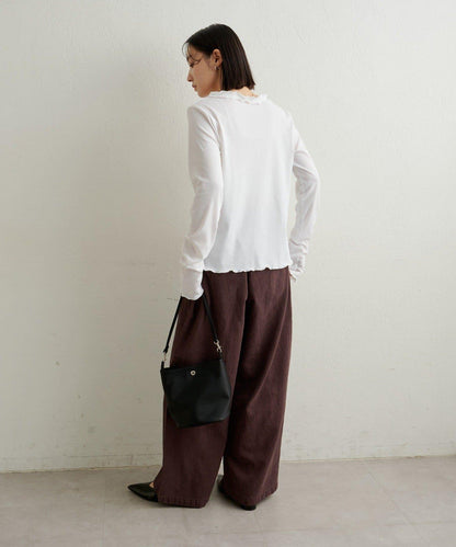 荷葉邊羅紋開衫