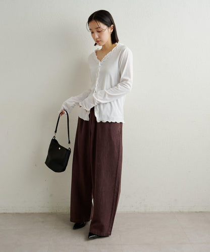 荷葉邊羅紋開衫