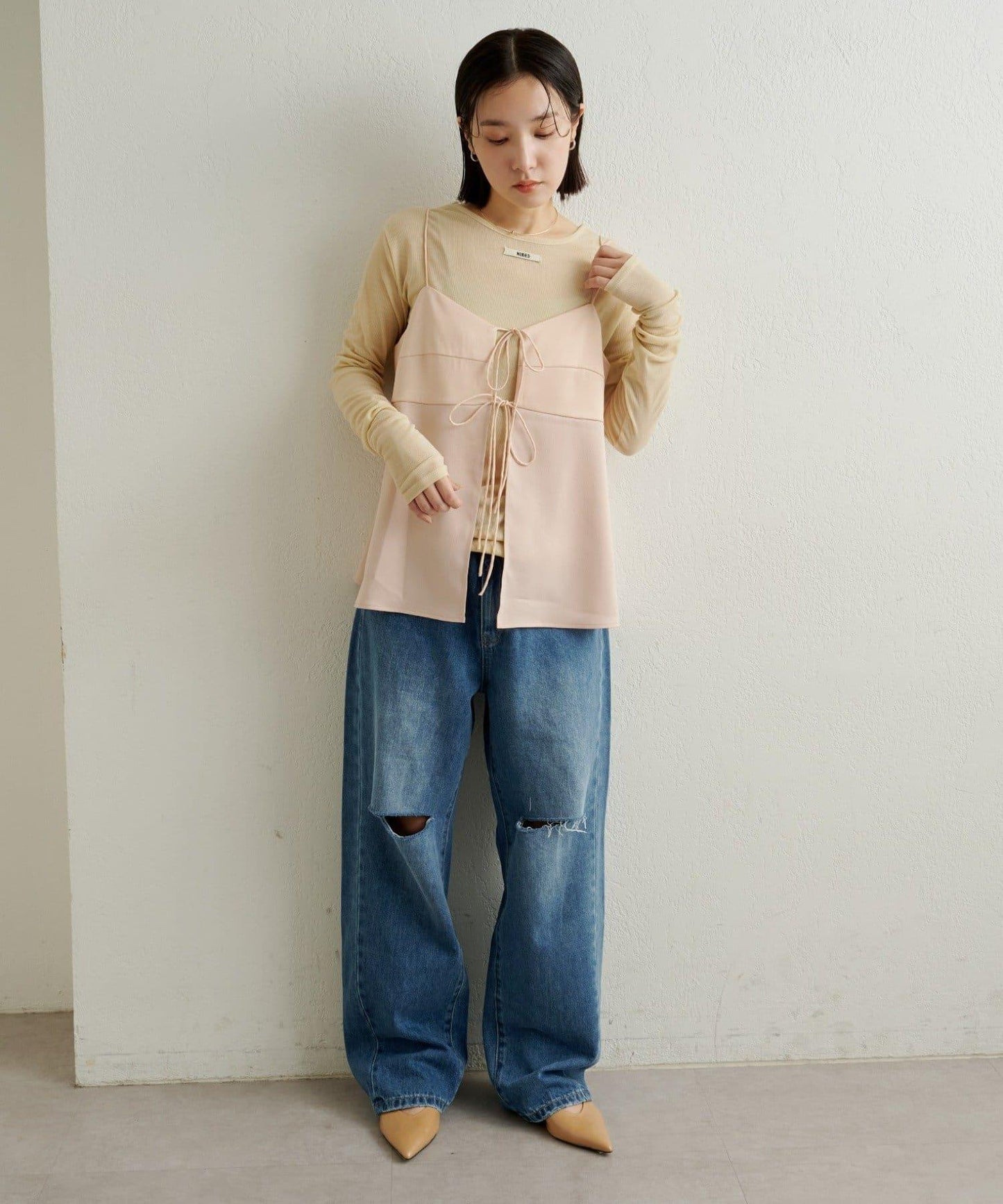 緞面蝴蝶結吊帶背心