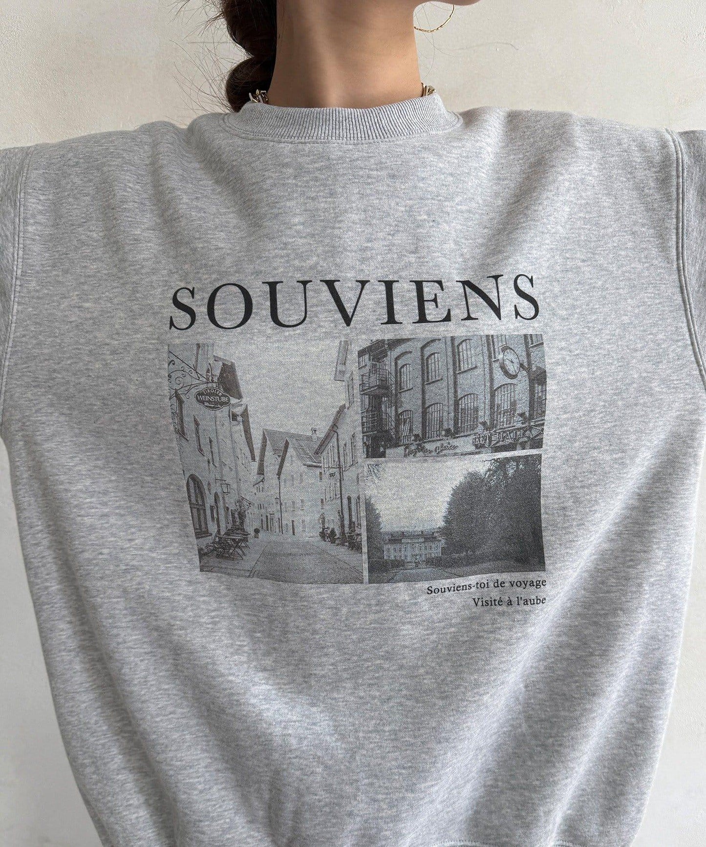 背部拉鍊照片印花加絨上衣