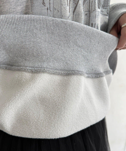 背部拉鍊照片印花加絨上衣