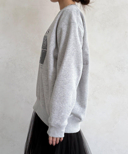 背部拉鍊照片印花加絨上衣