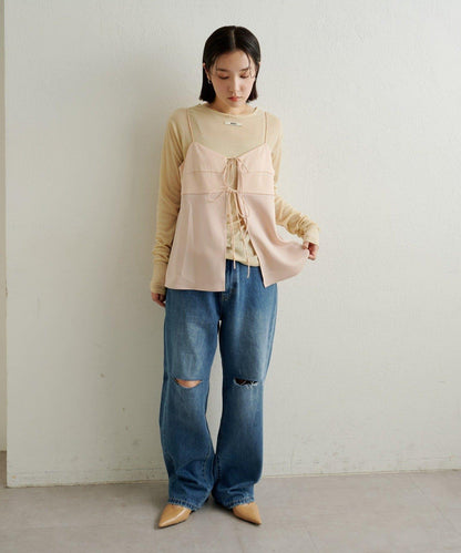 緞面蝴蝶結吊帶背心